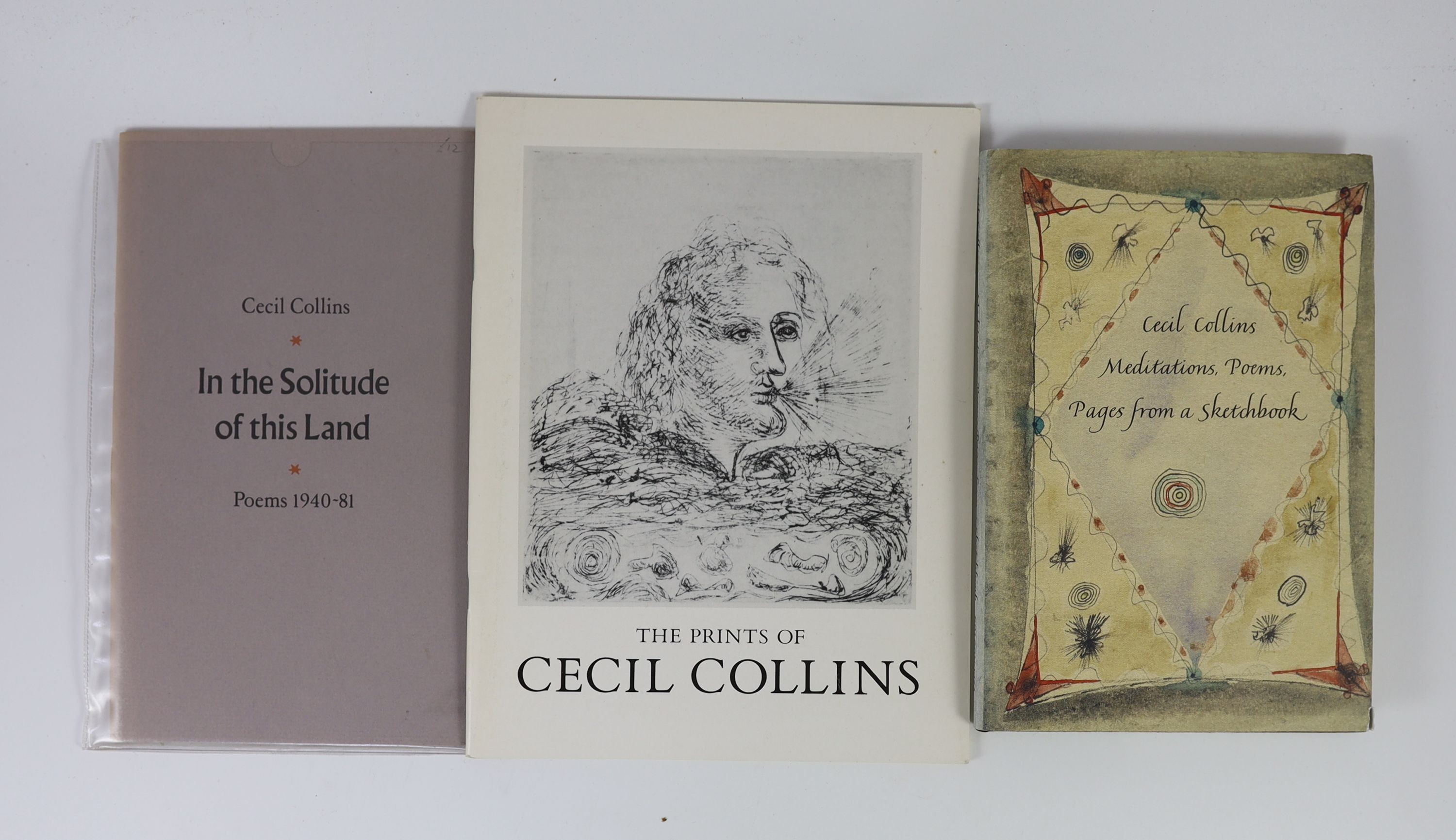 Collins, Cecil - In the Solitude of this Land. 1st and limited ed. 1 of 100. Complete with autolithograph frontispiece signed in pencil by the author. Printed paper wrappers. 8vo. Golgonooza Press, Ipswich, 1981; Morphet